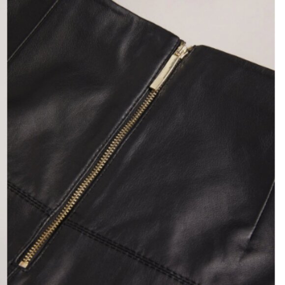 Ted Baker 100% Leather A-Line Mini Skirt - Size 10 - Picture 4 of 8